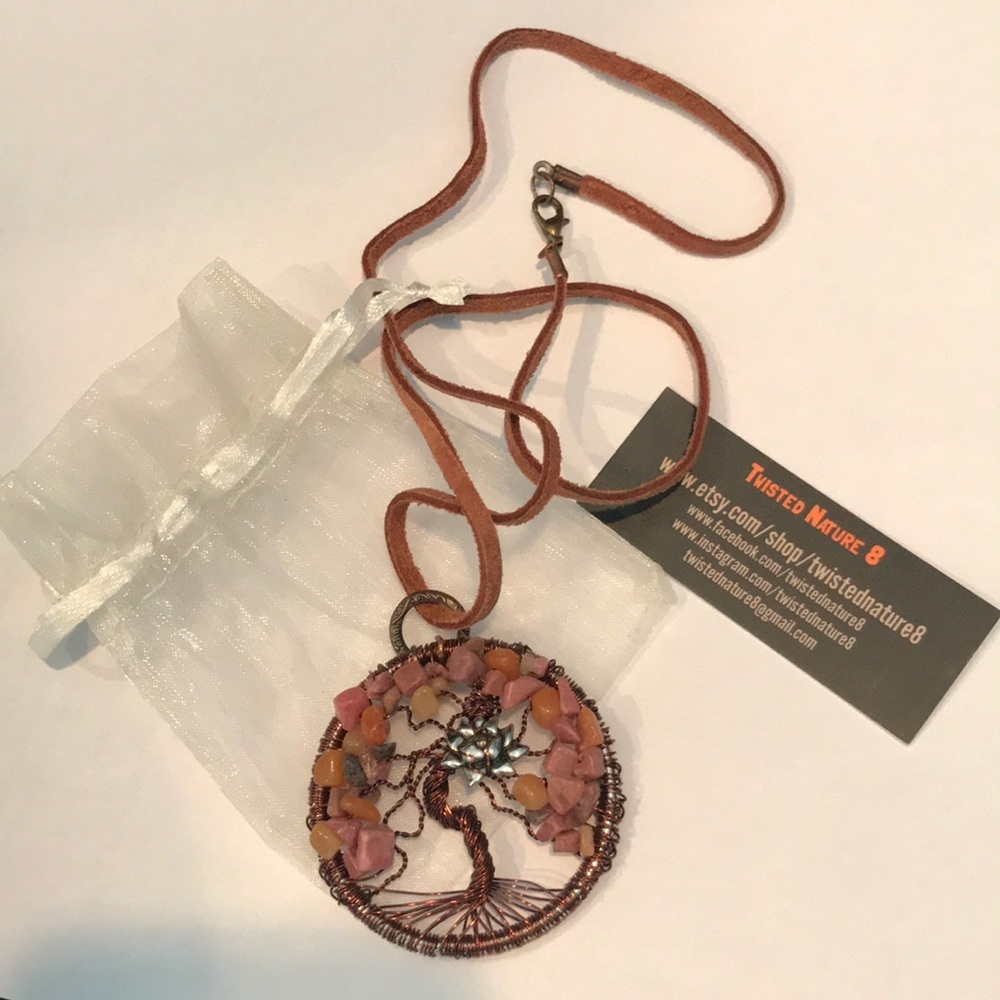 Handmade, Etsy Tree of Life Stone and Wire Pendant